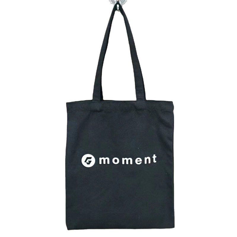 Bolsa de publicidad reutilizable de tamaño reciclado personalizado Tejido de muselina negra para publicidad