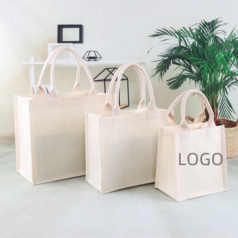 Outlet Blank Plain Logotipo personalizado Impresión de lienzo Bolsas de algodón para la vida escolar diaria