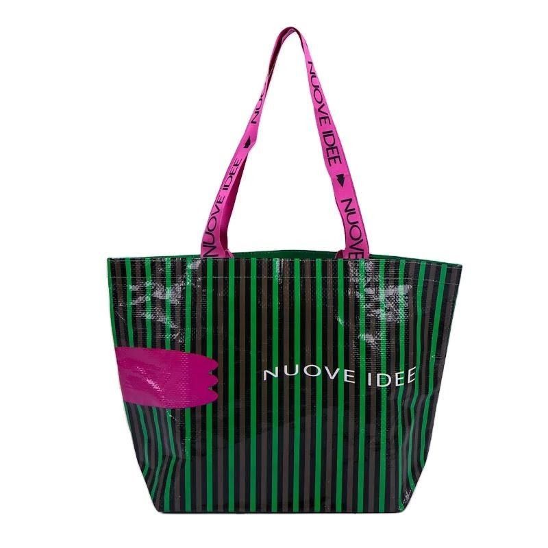 2023 Diseño de bolsas de bolsas laminadas reciclables de tejido de PP para diseño de bolsas de compras personalizadas