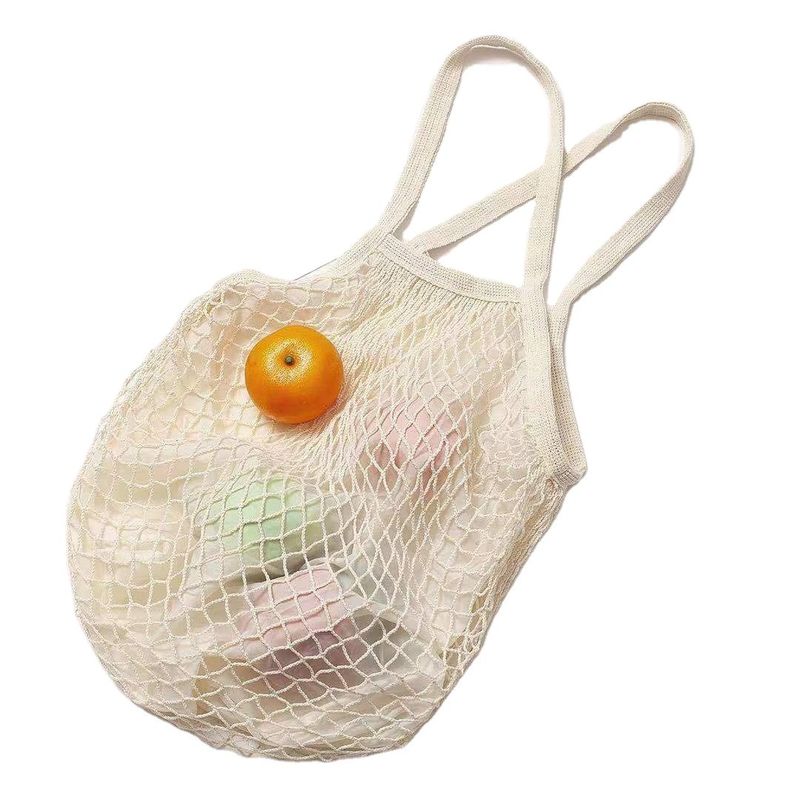 Logotipo personalizado Eco Organic Cotton Mesh Net Bolsa de compras reutilizable para alimentos de frutas y verduras