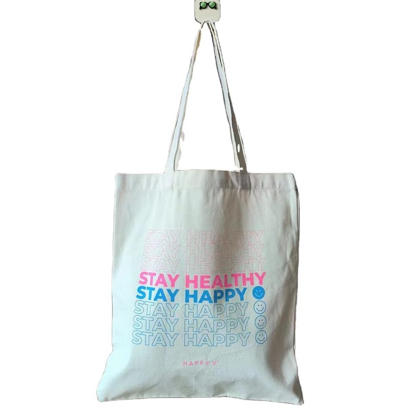 Diseño de logotipo personalizado Impreso Tienda de algodón duradera y linda Bolsas de compras para mujer
