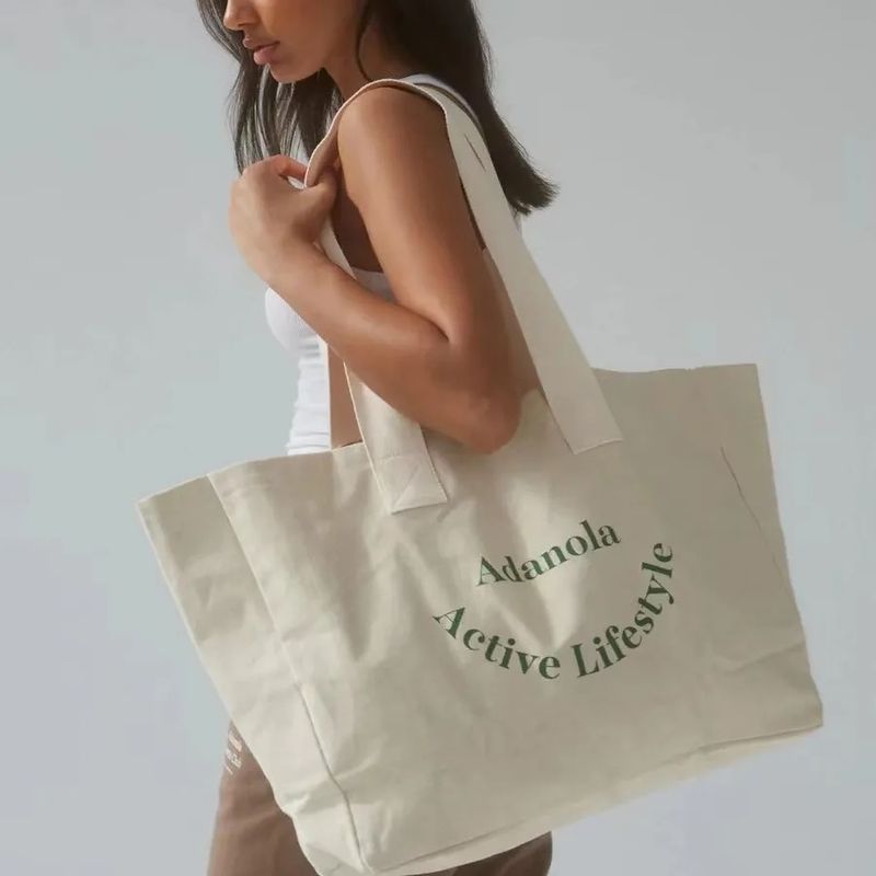 Logotipo personalizado Mujeres de gran tamaño Fiesta de fin de semana algodón lienzo de playa Regalo de compras bolsa de bolsa