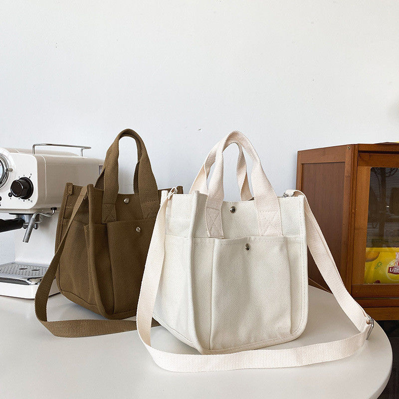 Regalos Bolso de ropa de algodón duradero con correa de cuerpo cruzado y bolsillos múltiples