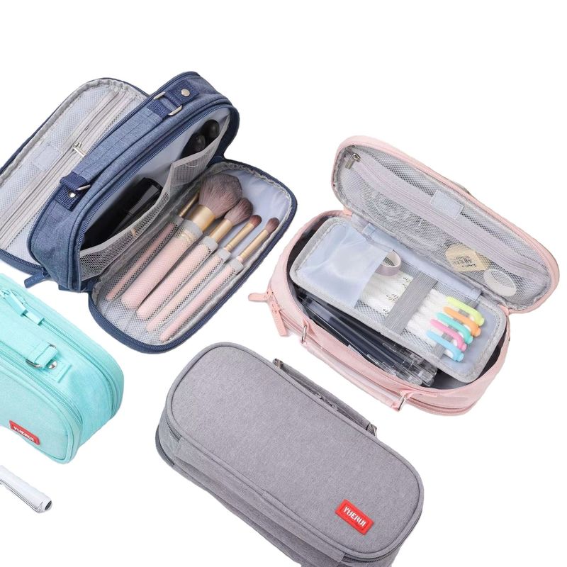Bolsa de lápiz de impresión simple de color natural reutilizable personalizada con rendimiento