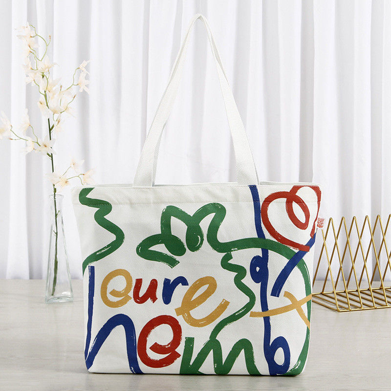 Bolso de ropa de algodón con logotipo y patrón de letras