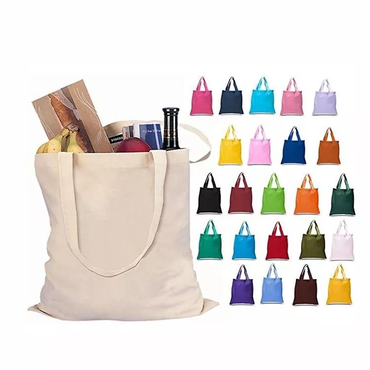 Logotipo personalizado Bolso de compras ecológico en blanco de algodón orgánico con color personalizado