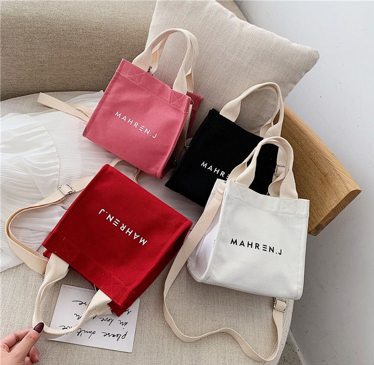 Color personalizado Mujer pequeña de lienzo de algodón Bolsa de compras con logotipo impreso a medida