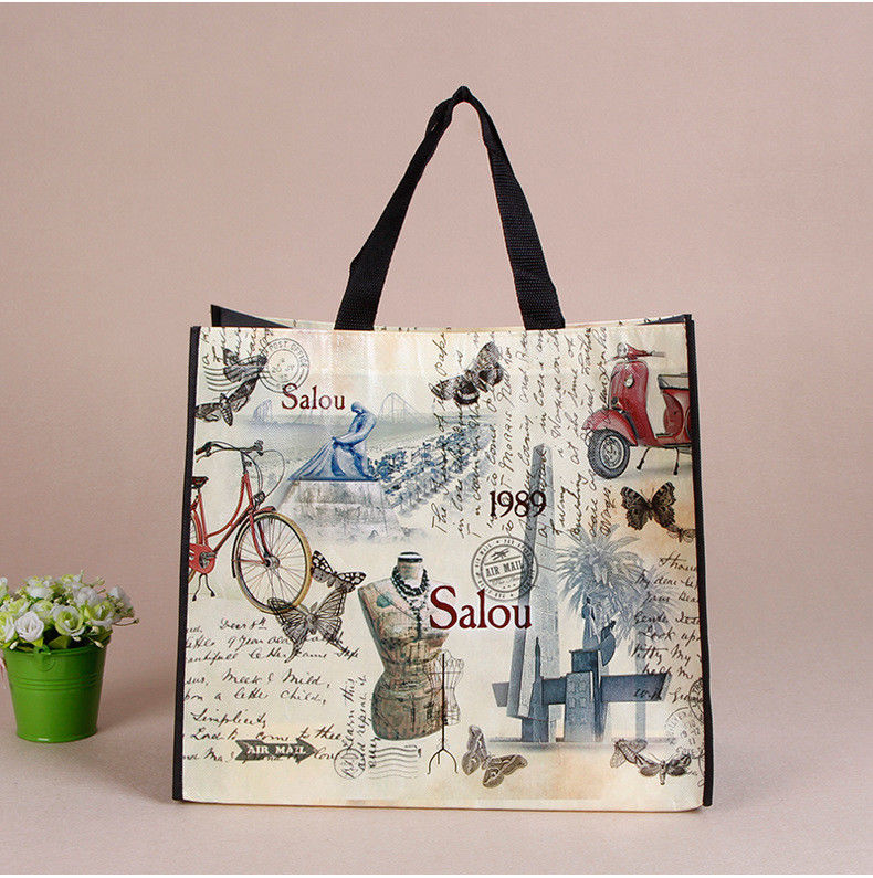 Bolso de compras no tejido con impresión de logotipo personalizado aceptable OEM / ODM Pp Bolso de compras tejido