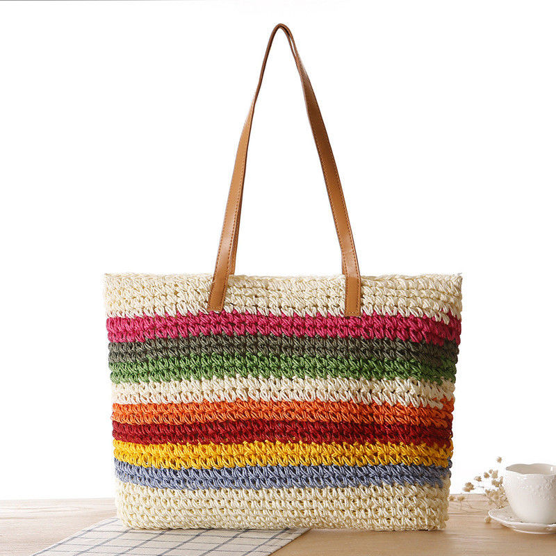 Material principal Paja 2022 Moda Mujeres de la playa de la playa bolsa de toque con color personalizado