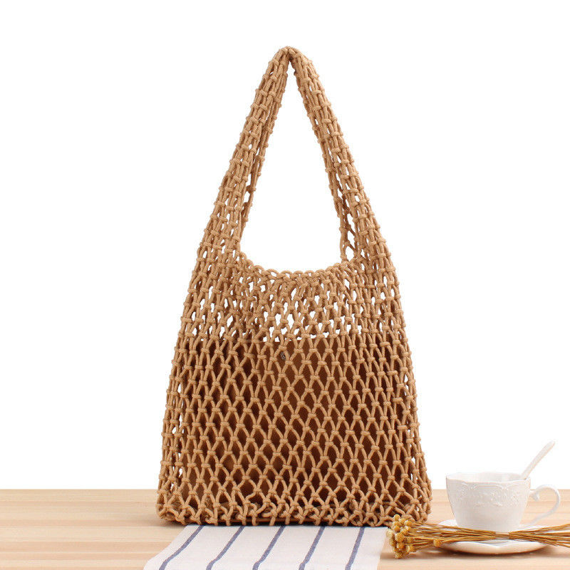 Bolsas de mano de tejido de gran tamaño de mujer de paja tejida Bolsa de playa con cubo de color personalizado