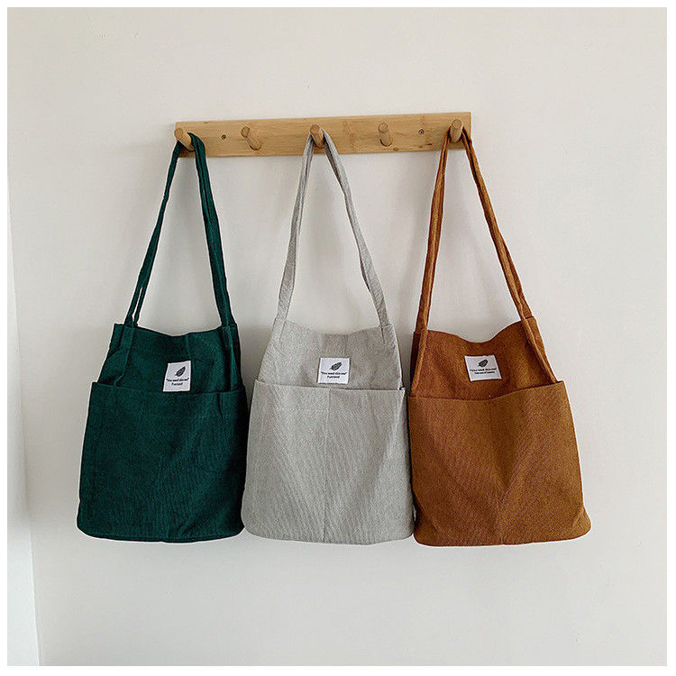 Bolsa de algodón de color sólido Bolsa de lienzo de corduroy