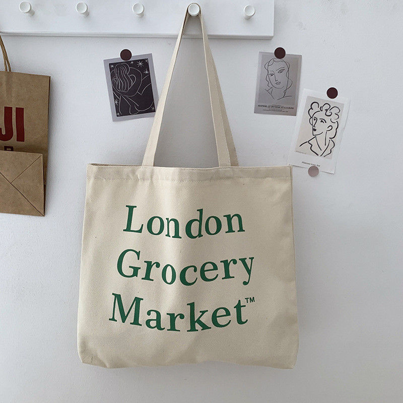 Bolsa de algodón de lona de gran capacidad para compras Logotipo personalizado aceptado