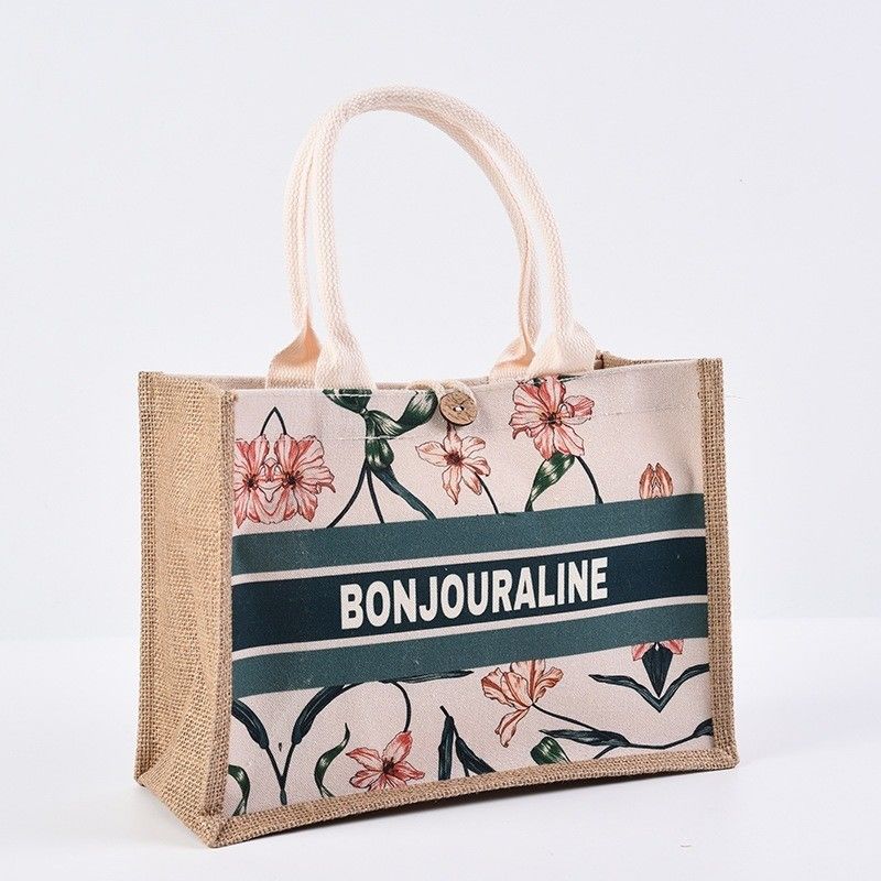 Bolsas de compra de yute personalizan bolsas de tote reutilizables para tamaño medio en el mercado de Bangladesh